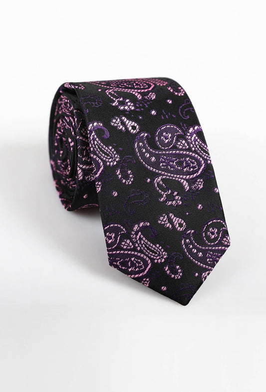 Cravatta nera fantasia paisley