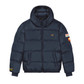 Cappotto imbottito blu navy in poliestere riciclato