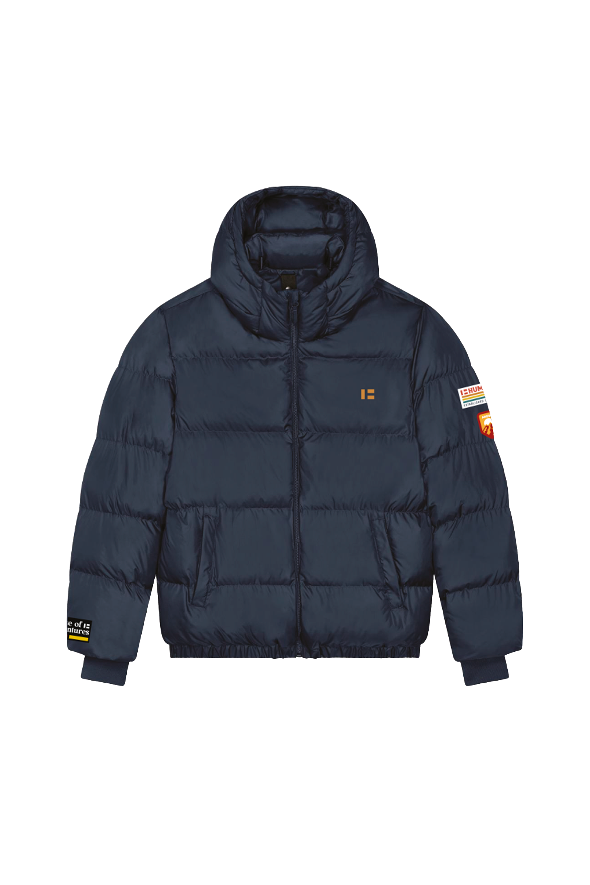 Cappotto imbottito blu navy in poliestere riciclato