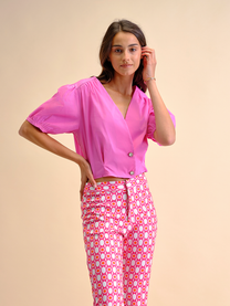 Blusa in popeline con bottoni