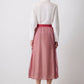 Gonna midi in organza con maxi tasche e cintura