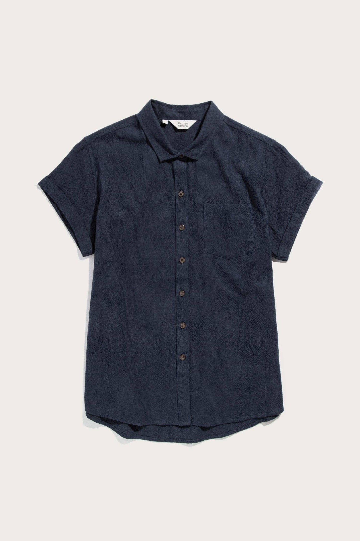 Camicia Bea in seersucker blu navy