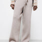 Pantaloni in maglia liscia a vita alta con coulisse