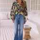 T-shirt basic scollo a V con maniche a coste