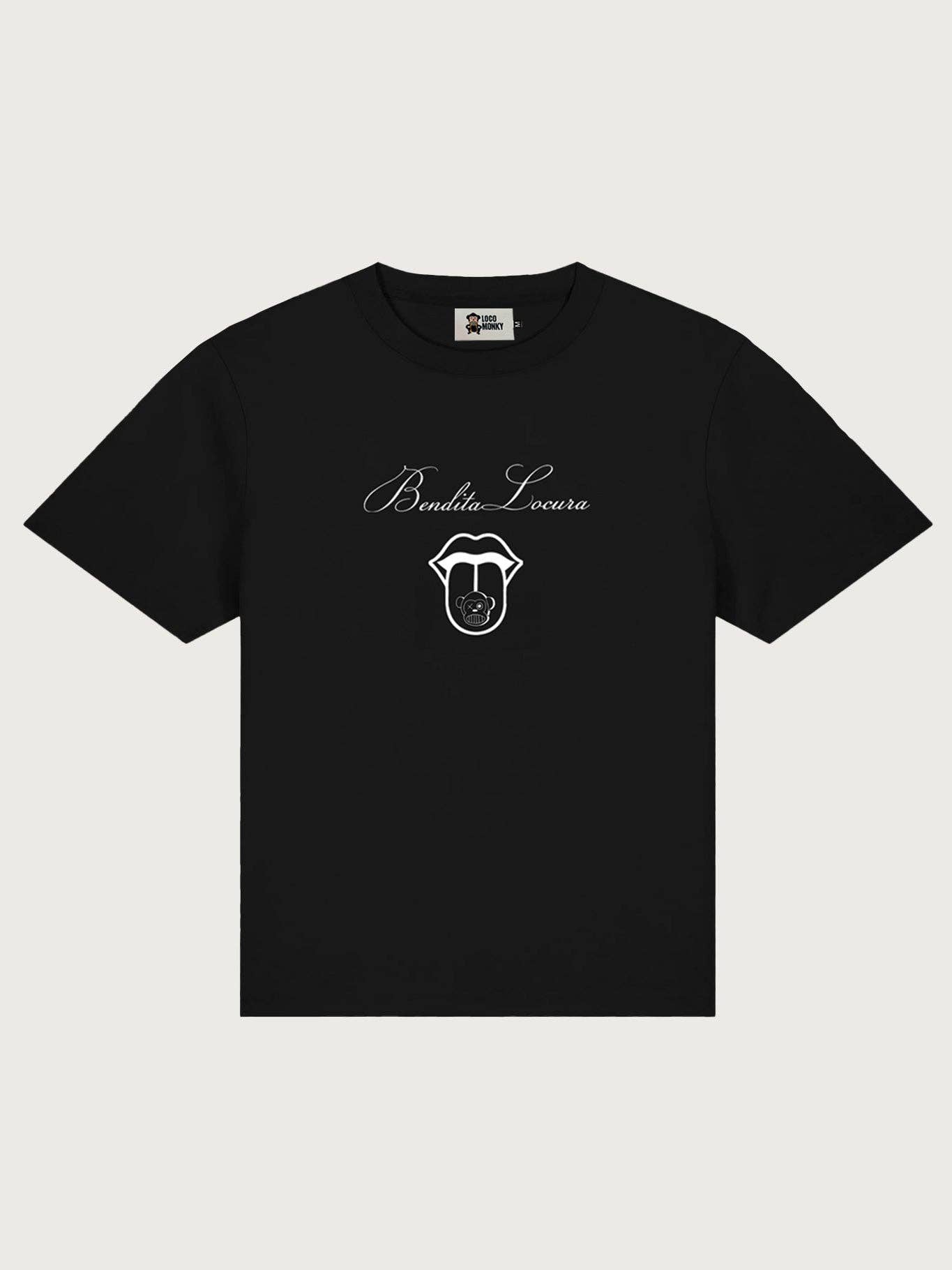 T-shirt crop donna Bendita Locura nera
