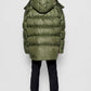 Piumino oversize Iconica verde militare con cappuccio rimovibile