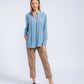 Blusa donna in poliestere con pieghe e colletto
