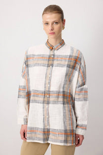 Camicia oversize a quadri in cotone