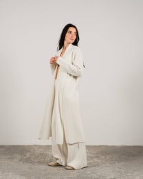 Maxi cardigan in misto cashmere con collo a scialle