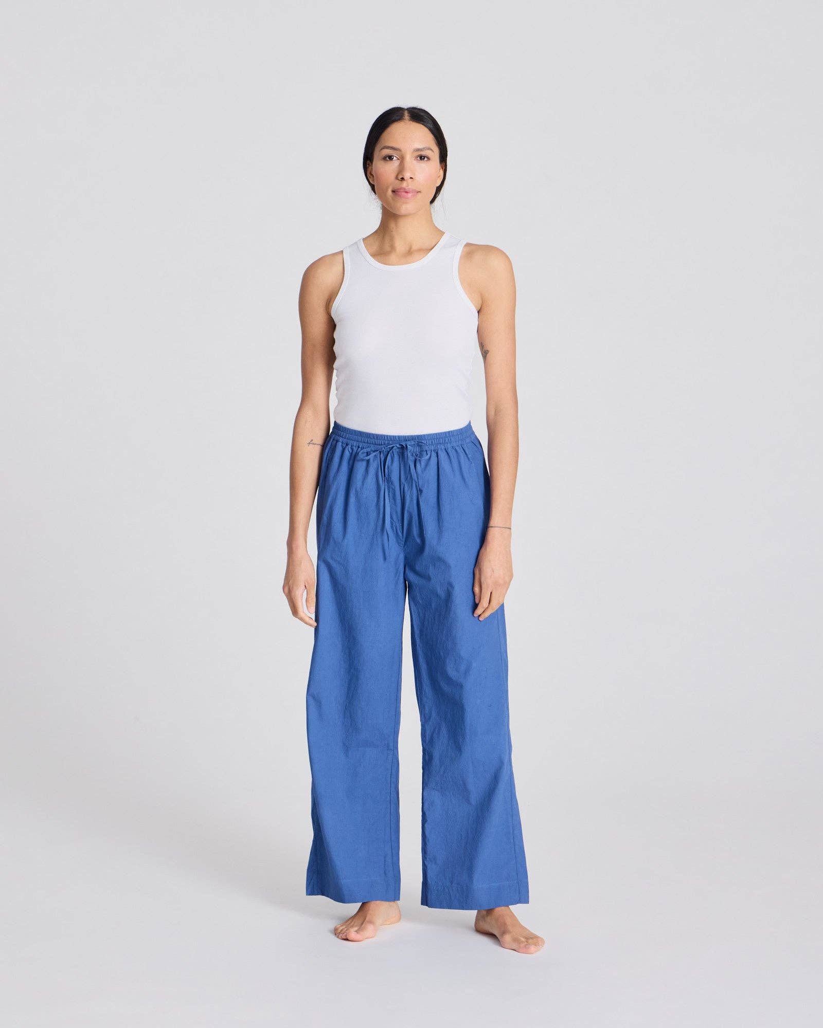 Pantaloni Thilde in popeline di cotone biologico GOTS azzurro chiaro