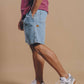 Pantaloncini da arrampicata in denim riciclato lavaggio chiaro
