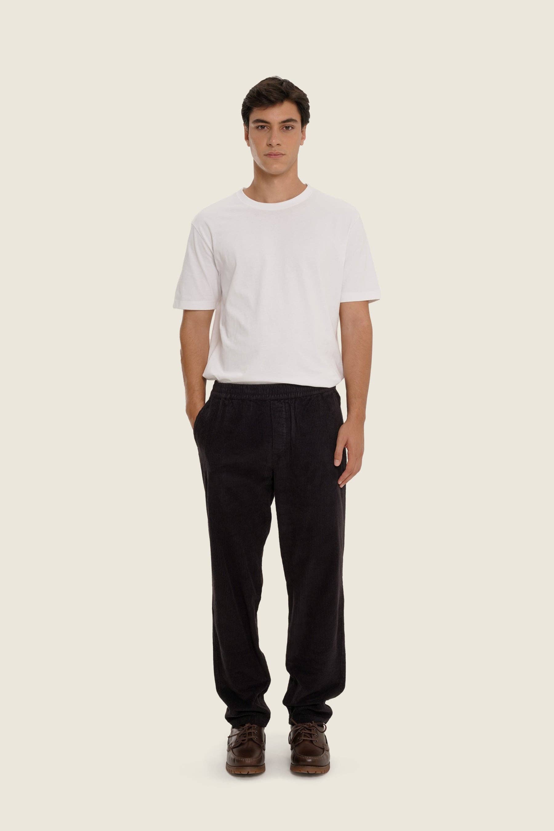 Pantaloni in velluto a coste color carbone