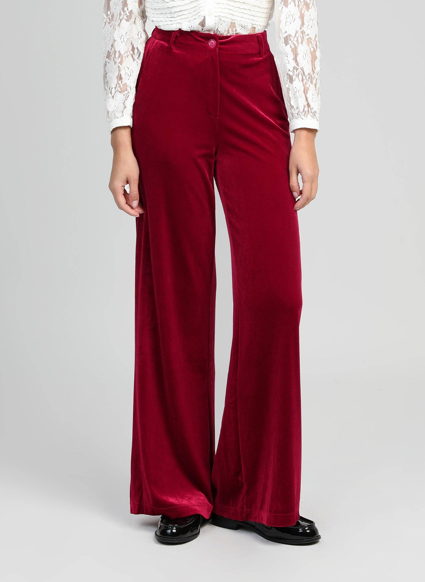 Pantaloni a Zampa in Velluto Rosso
