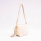 Borsa a tracolla in eco pelliccia con nappa