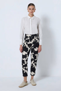 Pantaloni in gabardina con stampa geometrica