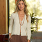 Cardigan in maglia a coste color ecru