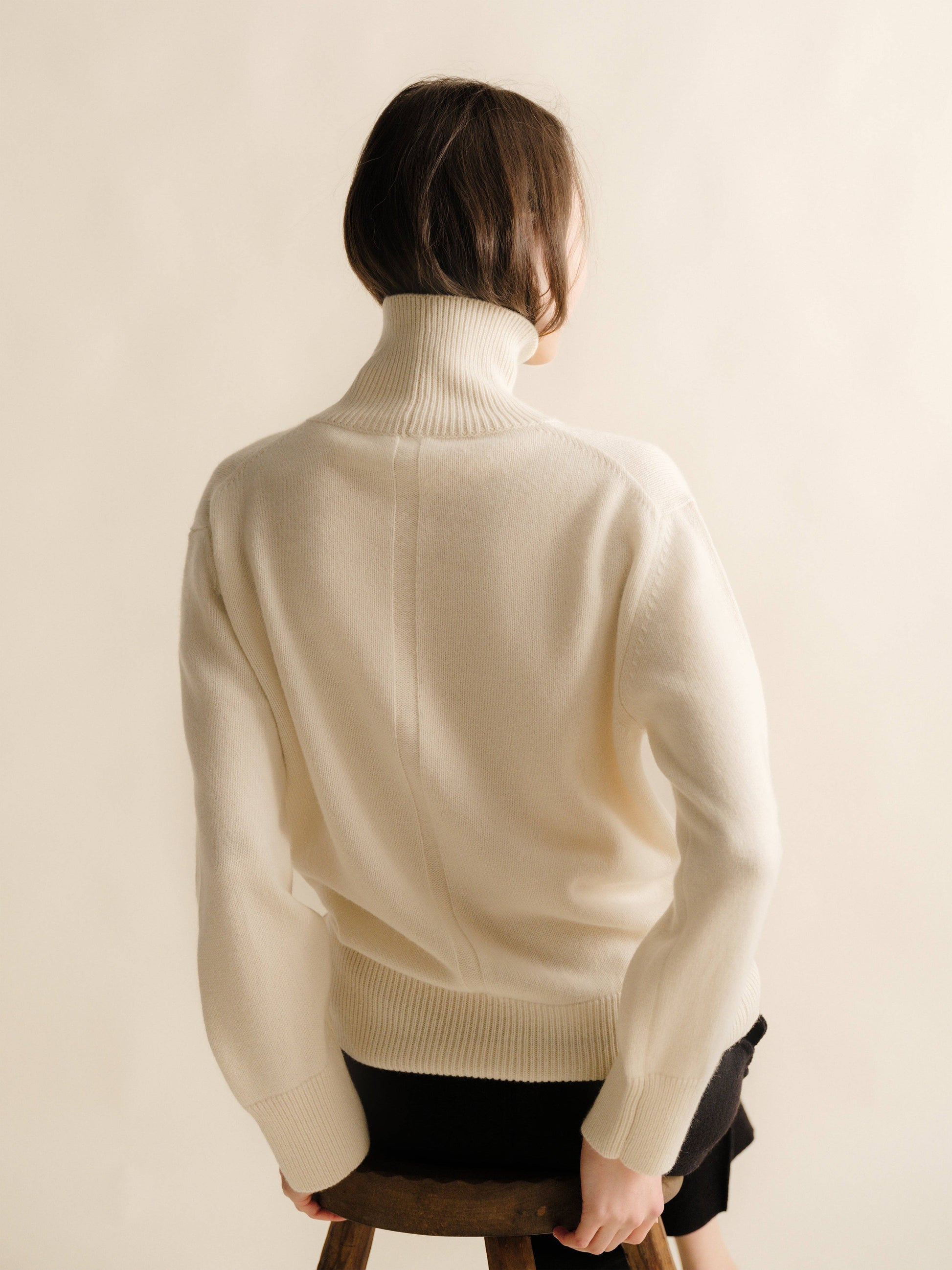 Maxi maglione a collo alto in puro cashmere