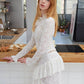 Gonna lunga asimmetrica in pizzo bianco Cupid