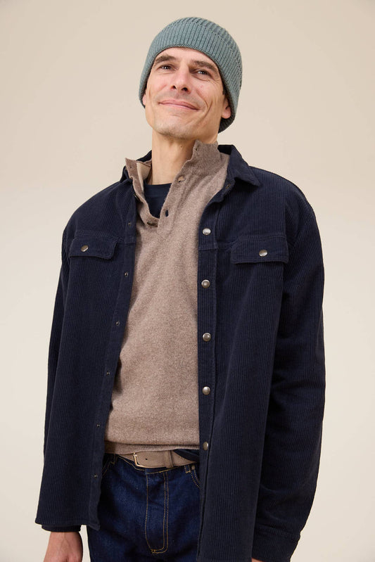 Sopracamicia Chicago in velluto a coste blu navy