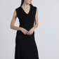 Abito midi nero con scollo a V