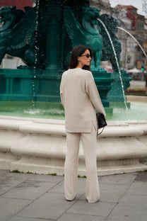Pantaloni in maglia testurizzata a gamba dritta