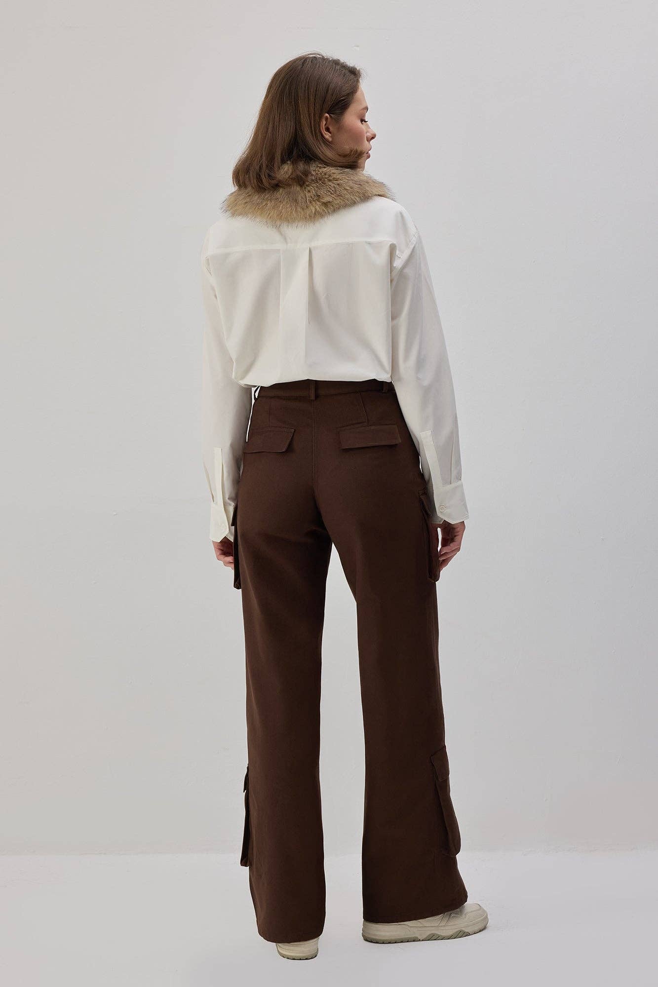 Pantaloni cargo in gabardine di cotone