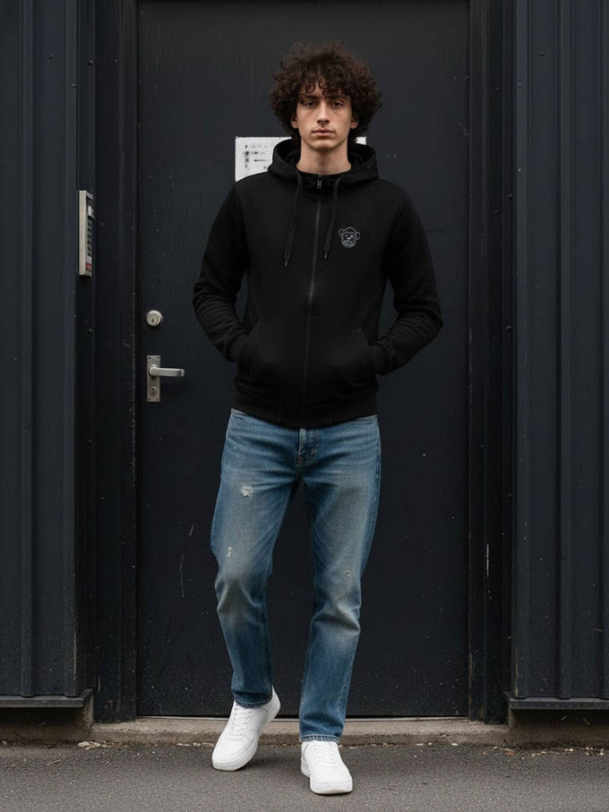 Felpa con cappuccio con zip Chimp nera