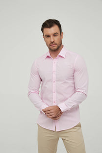 Camicia slim fit rosa da uomo
