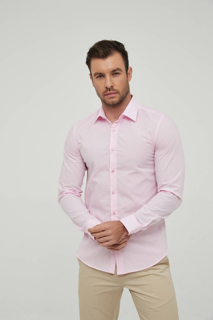 Camicia slim fit rosa da uomo