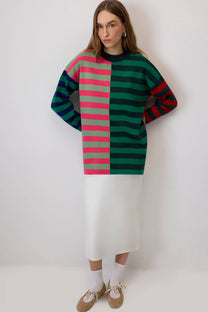 Maglia a righe color block multicolore