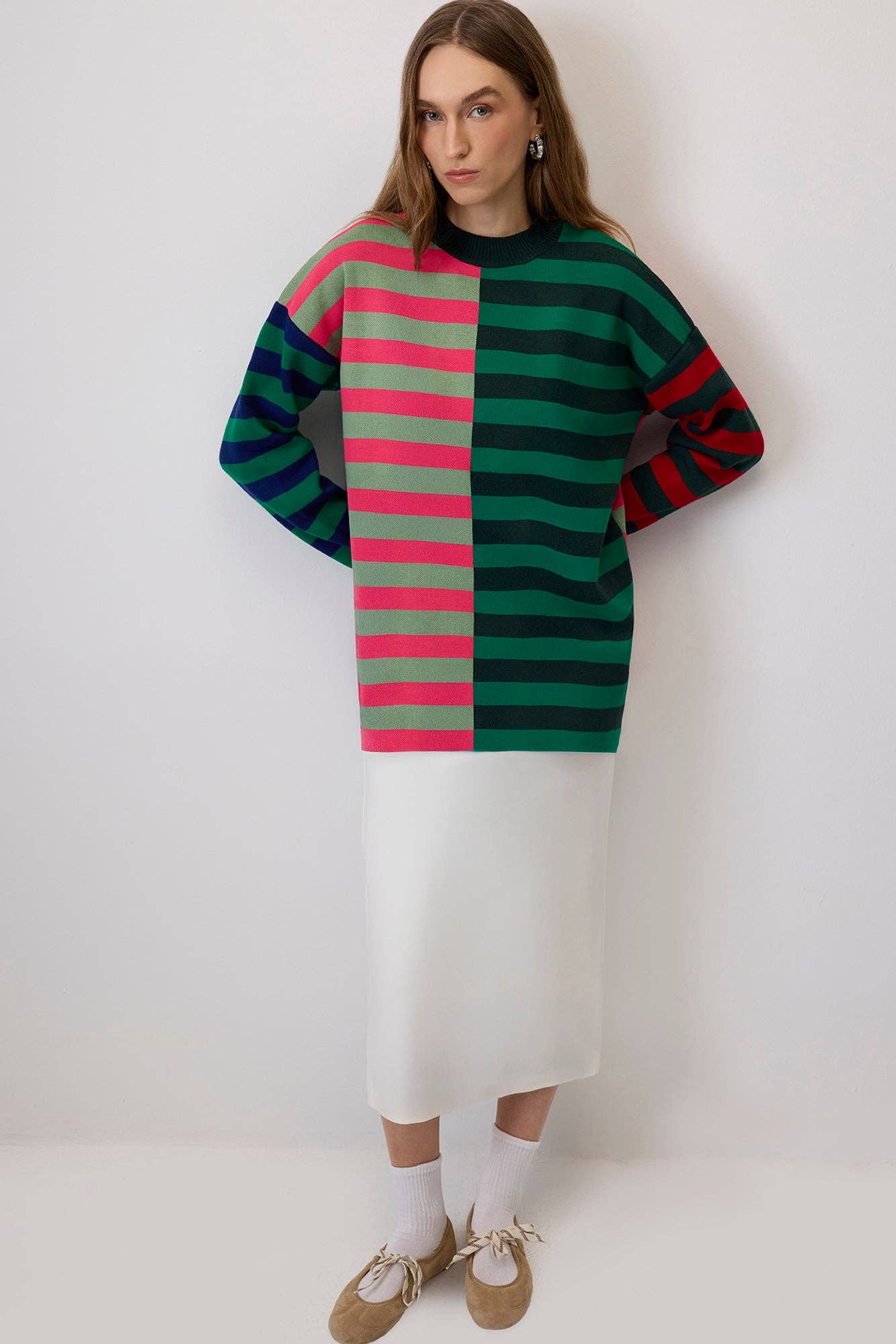 Maglia a righe color block multicolor