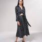 Blusa satinata a pois con fiocco