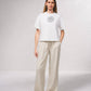 T-shirt corta oversize con applicazione brillante