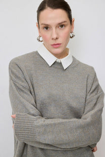 Maglione oversize in maglia grigio