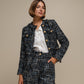Blazer bouclé corto con bottoni gioiello