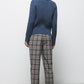 Pantaloni slim Principe di Galles con bottoni laterali