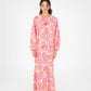 Gonna maxi floreale rosa in lino