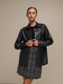 Camicia oversize in ecopelle nera da donna