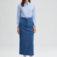 Gonna lunga in denim con strass
