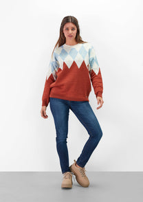 Maglione jacquard a rombi multicolor