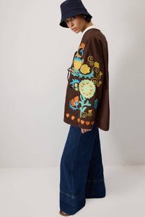 Giacca in gabardine ricamata