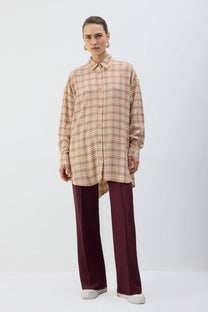 Camicia a quadri oversize in viscosa