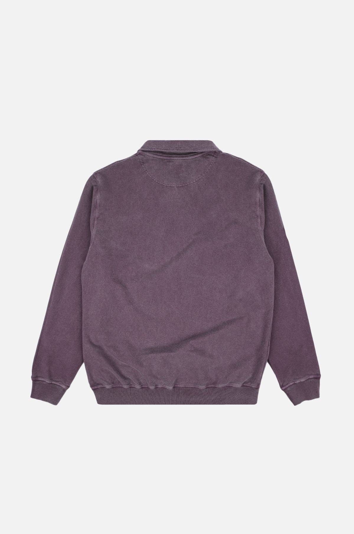 Maglione con mezza zip tinto a pigmento viola tramonto