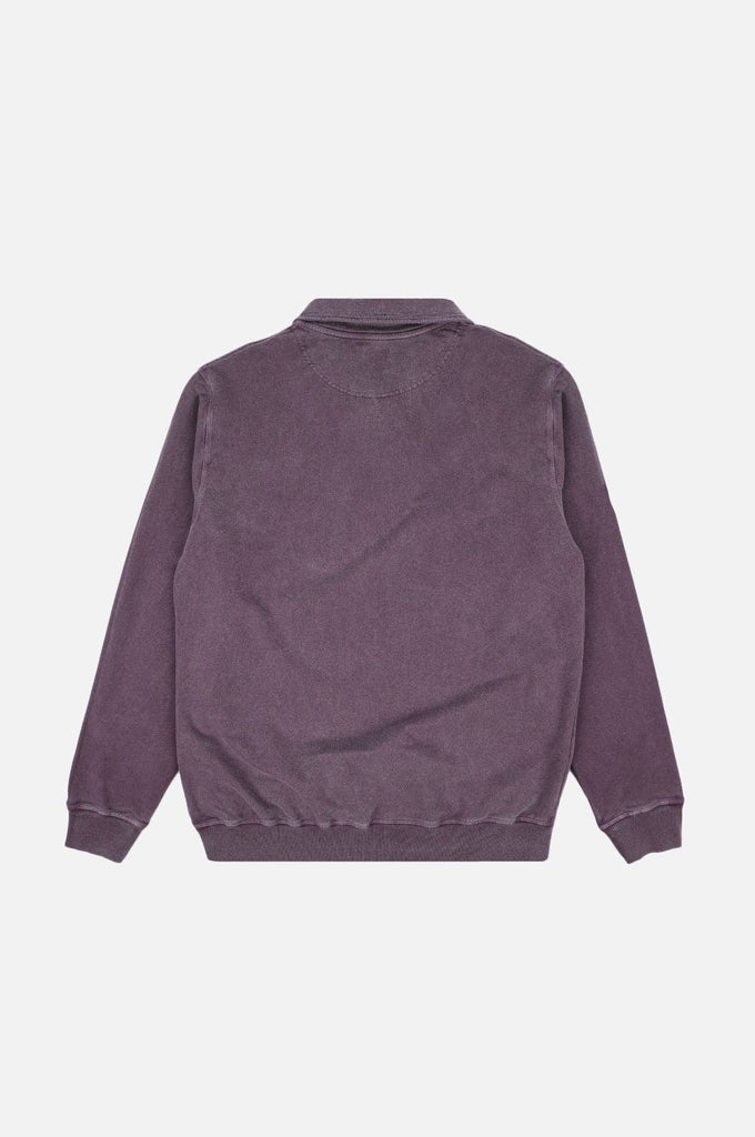 Maglione con mezza zip tinto a pigmento viola tramonto