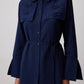 Camicia in lino blu navy con pizzo floreale e cintura