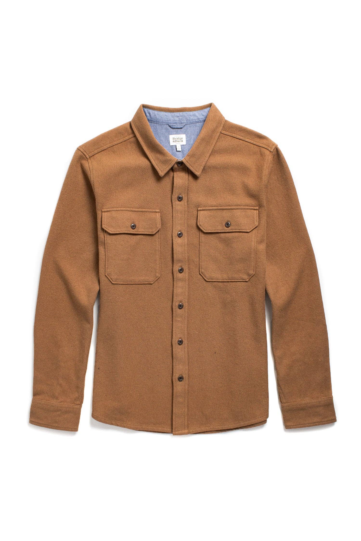 Overshirt in twill riciclato color cammello