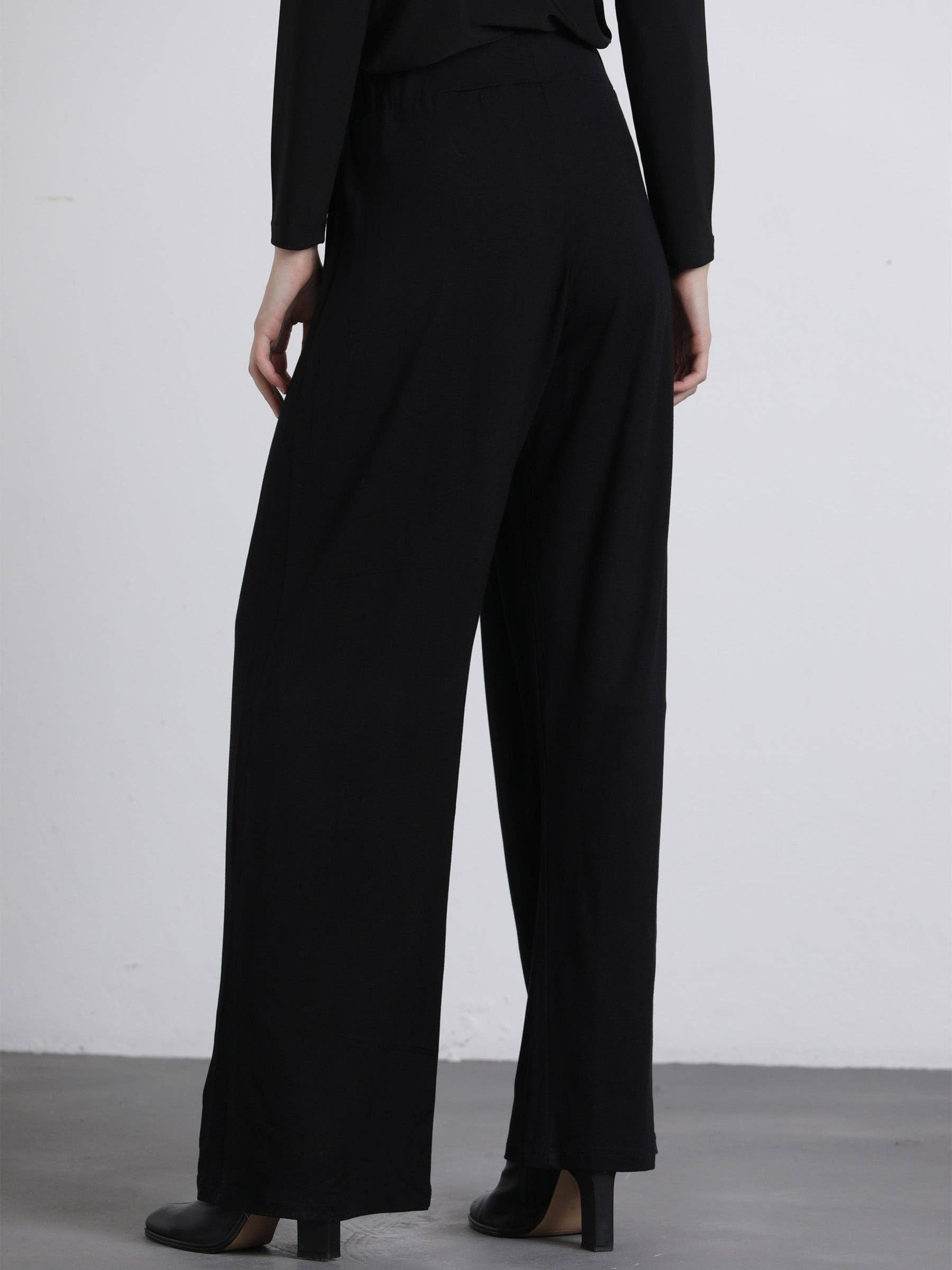 Pantaloni palazzo con pinces e vita elastica