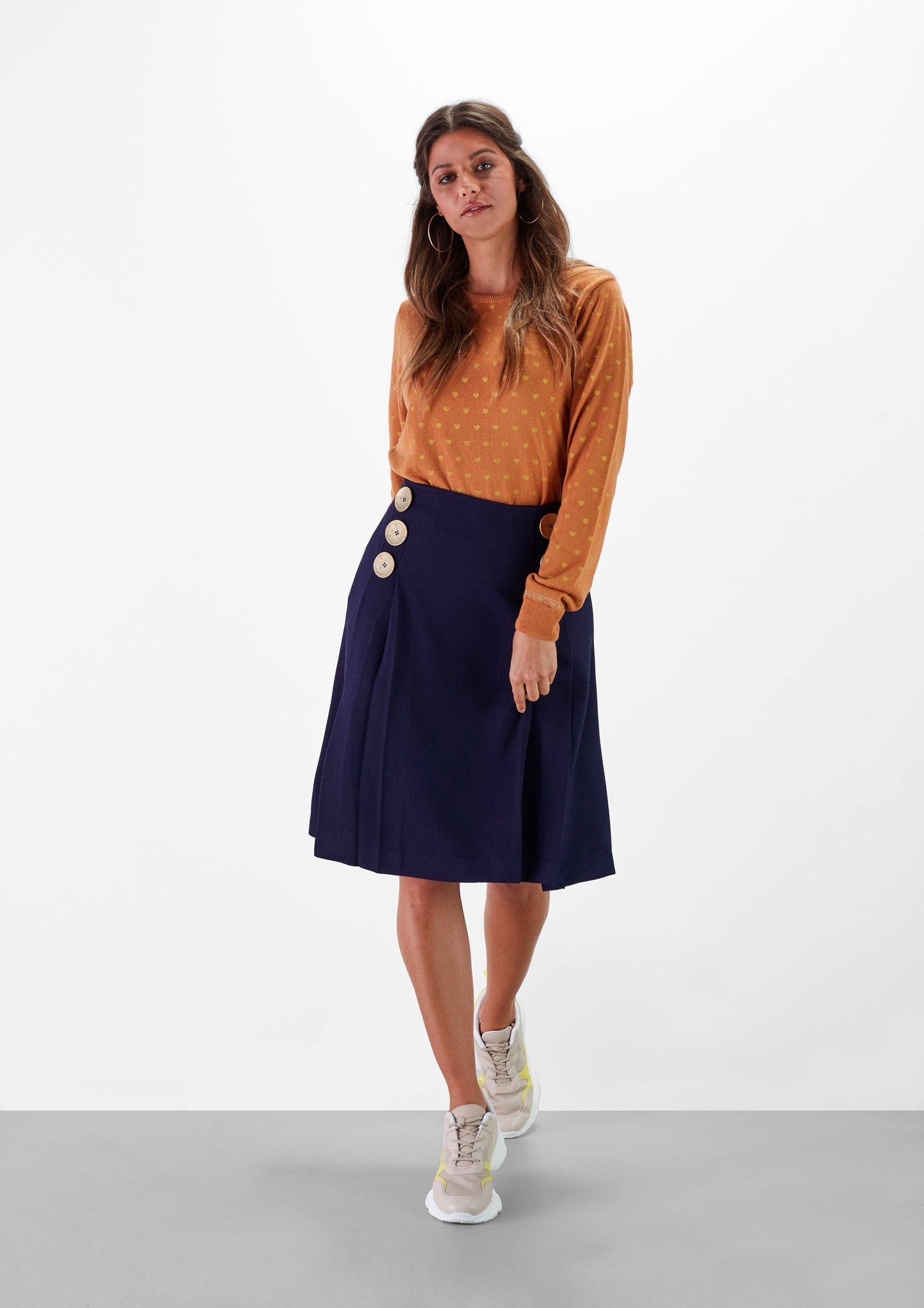 Maglia girocollo con micro cuori e dettagli lurex