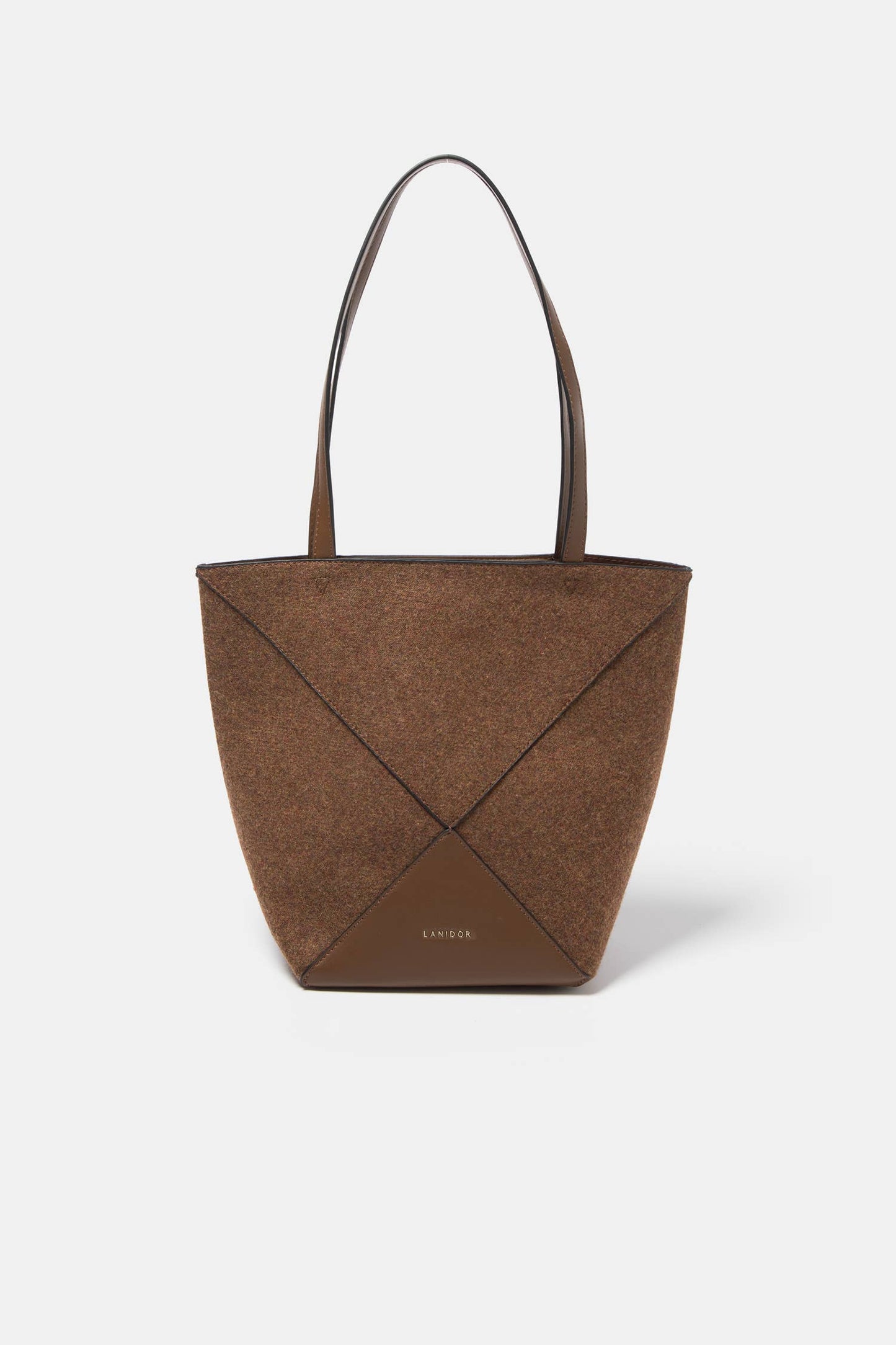 Borsa shopper in feltro con inserti effetto pelle