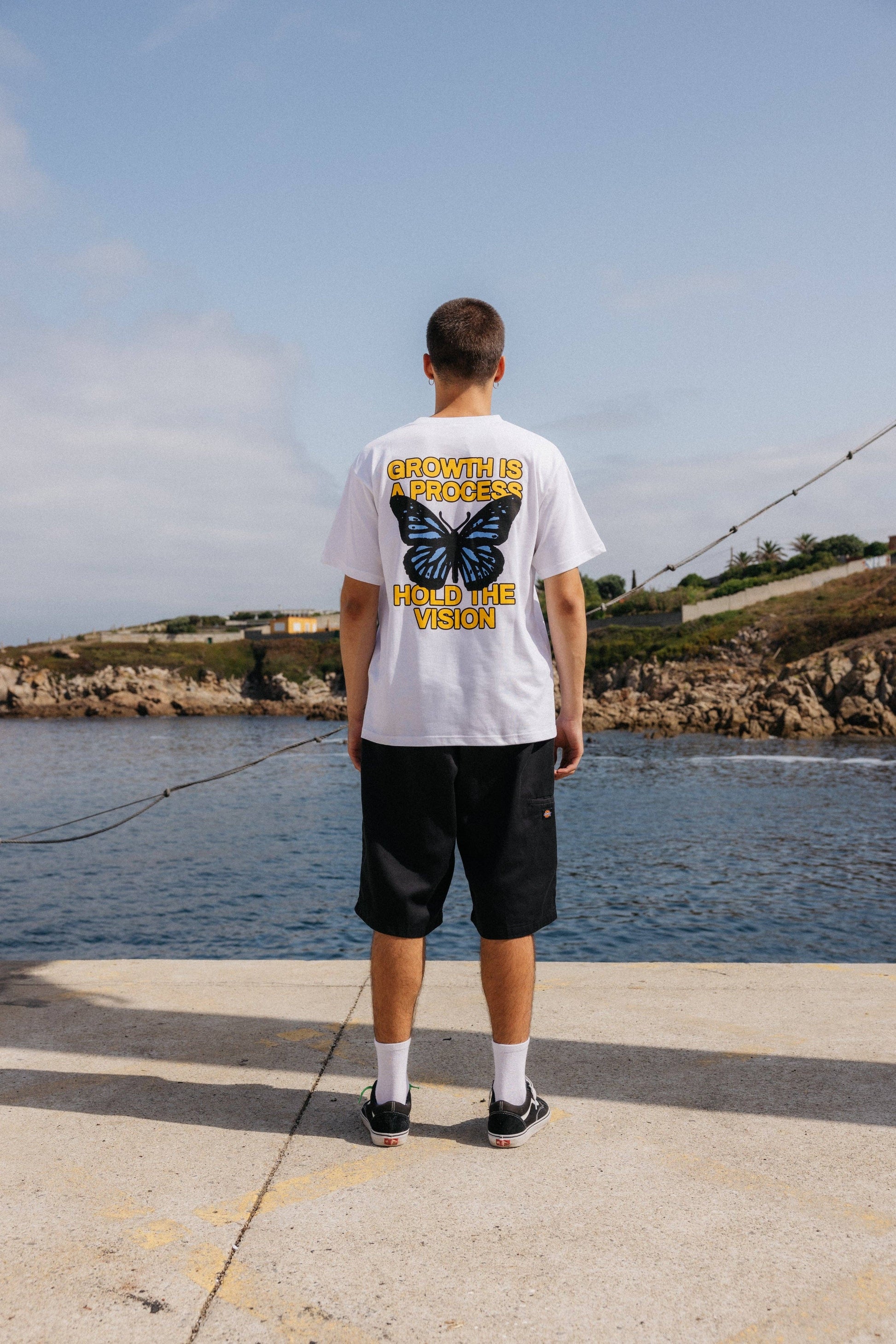 T-shirt bianca oversize Butterfly in cotone biologico